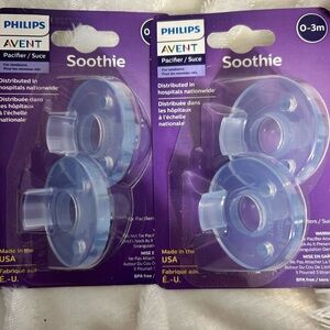 Philips Avent Soothie Pacifiers - Blue‎ 0-3 months. 2 pk. 4 pacifiers total. New